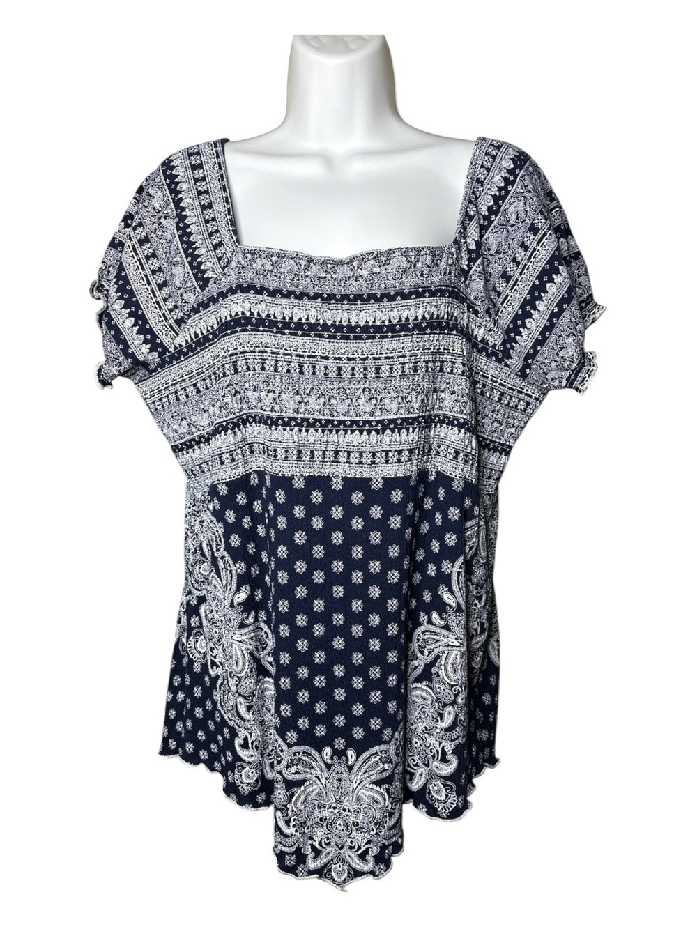 NWT Bandana Top Women’s XL Square Neck Asymmetrical Hem Elastic Bust Boho Hippie